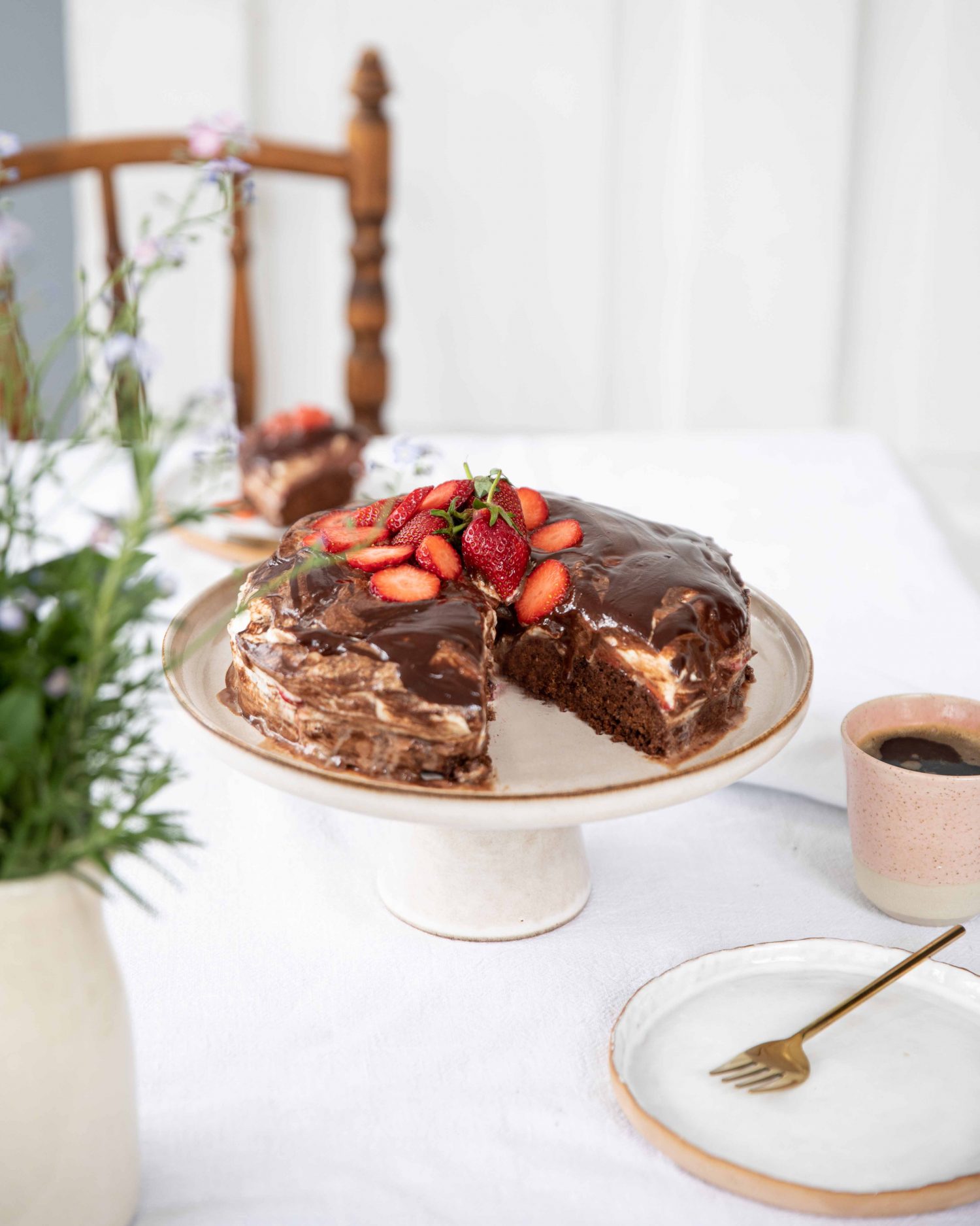 Rhabarber-Erdbeer Schoko Torte zum Muttertag
